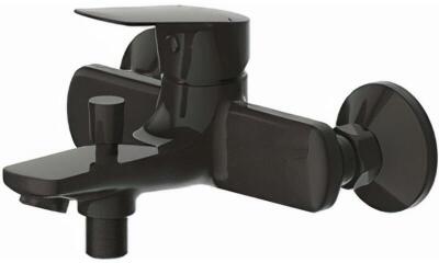 Смеситель Bravat Rhein F6429564BW-01-ENG для ванны с душем, матовый черный, однорычажный, длина излива 11.3 см 